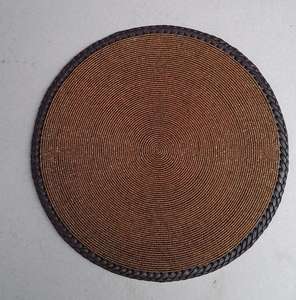 Handcrafted African Beaded <b>Leather</b> Table Mats Round <b>Placemats</b> - Product Image 3