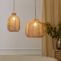 Meilleure vente abat-jour rond en rotin rustique traditionnel fabriqué à la main prix de décoration pour la maison et le restaurant du Vietnam