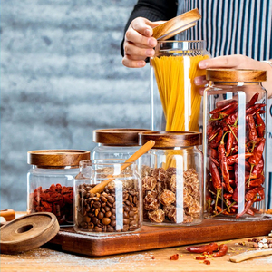 Thủy tinh BoroSilicate cao lưu trữ Jar với tre tự nhiên Nắp | kín bếp <span class=keywords><strong>container</strong></span> thực phẩm cho trà cà phê gia vị - Product Image 5