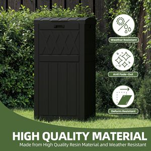 Poubelle d'intérieur mince 80L en PP avec couvercle superposé et plateau anti-goutte, bac à déchets étanche pour patio, terrasse, jardin, noir - Product Image 4