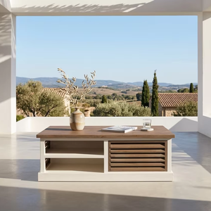 Table basse Luna élégante en teck massif, style scandinave moderne, finition naturelle pour le mobilier de salon - Product Image 2