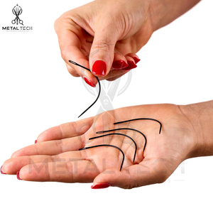 Agujas de acero inoxidable con revestimiento negro para tejer cabello, con curva en C, de alta resistencia y ojo grande, herramientas de costura para extensiones de trama y trenzas. - Product Image 3