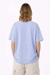 Camiseta Oversize de Algodón para Mujer con Estampado Gráfico 'Mindful Soul' Azul Cielo, Estilo Casual Urbano - Product Image 3