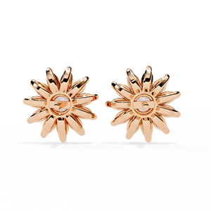 Marquise Sunflower Diamond <b>Stud</b> <b>Earrings</b> – 1.3ctw Floral Halo CVD Lab Diamond 10K 14K 18K Solid <b>Rose</b> <b>Gold</b> Piercing Posts - Product Image 4