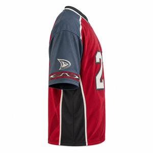 Men's V-Neck Short Sleeve <b>Soccer</b> Jersey Red Blue Mesh 100% Polyester Sublimated Print Number 27 Athletic Fit - Product Image 2
