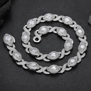 Mens 925 Silver Moissanite Marquise Cuban Link Chain Luxury Iced Out <b>Statement</b> <b>Necklace</b> Round Stone Designer Jewelry - Product Image 4