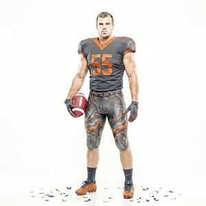 Breathable American Football Uniform Set in Grey with Orange Color Combination Unisex Sports Clothes at Factory Sale Rate - Product Image 1