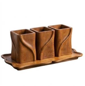 Meubles de rangement en bois et étagères, Caddies de rangement en bois pour ustensiles de cuisine, Organisateurs de rangement pour la maison - Product Image 3