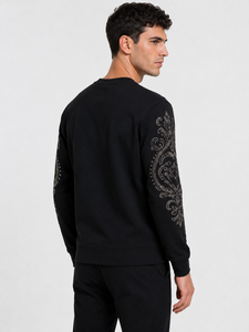 Sweat-shirt à col rond brodé de strass pour homme, coupe classique, pull tricoté décontracté, avec poches, design hiver, écologique - Product Image 2