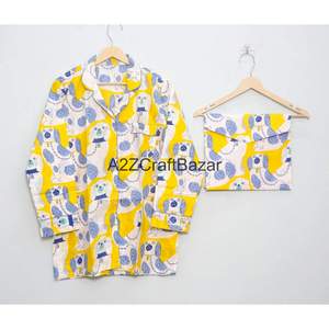 Conjunto de Pijama de Algodón 100% con Estampado Floral para Mujer, Invierno, Mangas Largas, Cintura Elástica, Transpirable y de Secado Rápido - Product Image 2