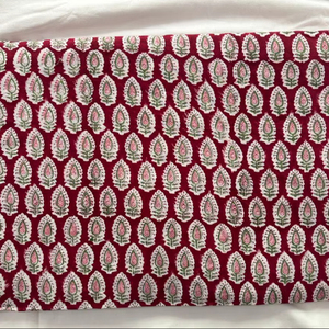 Red Hand Block Printed Cotton Fabric Small Paisley Buti Pattern Indian Handmade Cotton Fabric Traditional Jaipuri Print Material - Product Image 1