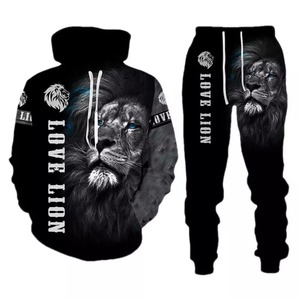 Nuevo Conjunto Deportivo para Hombre, Chándal Deportivo para Hombre, Poliéster/Algodón, Sublimación, Estampado de León - Product Image 1