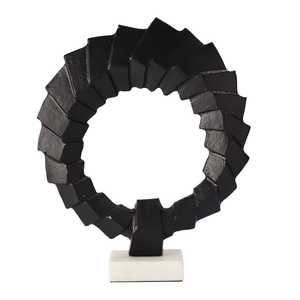 Escultura Moderna Abstracta de Aluminio Negro de Jaffs Exports, Diseño Geométrico Circular, Hecha a Mano, Artística, Ecológica y Duradera para Mesa - Product Image 4