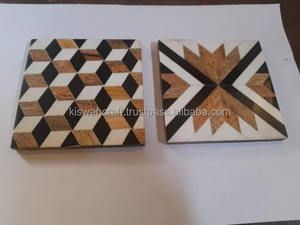 Posavasos Artesanal Clásico con Incrustaciones de Resina Epoxi, Diseño Tradicional Coreano, Forma Cuadrada, 7mm de Grosor, Color Personalizable - Product Image 2