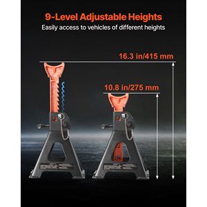 ขาตั้งเหล็กสำหรับยกรถแบบ Heavy Duty รับน้ำหนัก 3 ตัน (6,600 ปอนด์) ปรับความสูงได้ 10.8-16.3 นิ้ว พร้อมระบบล็อคสองชั้น - Product Image 5