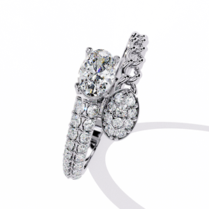 Bague ovale en moissanite avec halo, alliance de mariage, couleur or blanc, bijoux de fiançailles - Product Image 1