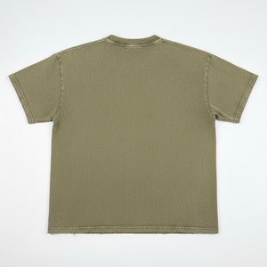 T-shirt à manches courtes pour homme, vert olive, coupe classique, couleur unie, décontracté, col rond, jersey de coton - Product Image 4