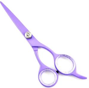 Tijeras Profesionales para Cabello Color Púrpura, Hoja de Acero Inoxidable, Mango Largo, para Diestros, Tijeras de Peluquería - Product Image 1