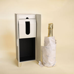 Custom EcoRev Double Open Door Flip Gift Boxes Magnet Closure Rigid Art Paper Packaging for <b>Red</b> Wine Embossed Sponge - Product Image 4