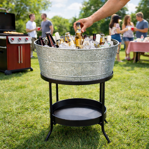 Seau à glace en métal martelé avec poignées latérales, grand bac à glace rond pour la maison, les restaurants, les hôtels, les fêtes, les tables - Product Image 4