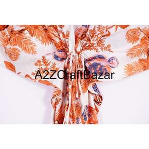 Caftán 100% Algodón con Estampado Floral, Ropa Larga para Mujer, Vestido de Maternidad con Estampado en Bloques, para Todas las Temporadas: Verano, Invierno, Otoño, Primavera - Product Image 2