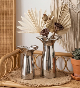 Vase de table en céramique électroplaqué argenté, design scandinave moderne, pour arrangements floraux, salon, salle à manger - Product Image 6