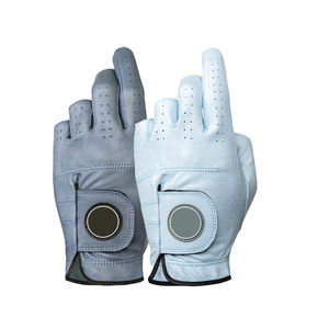 Golf Gloves Sheepskin Full Finger Hand Grips Adjustable Wrist <b>Strap</b> Right Hand Non Slip Hook Loop Closure Men Sports Use White - Product Image 1
