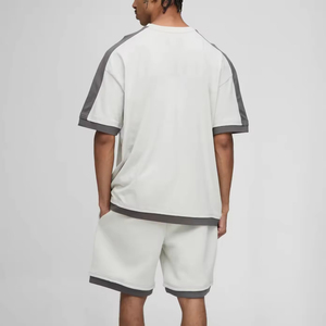 Ensemble T-shirt et short vintage brodé grande taille pour homme – Qualité supérieure, respirant, en polyester/coton écologique - Product Image 5
