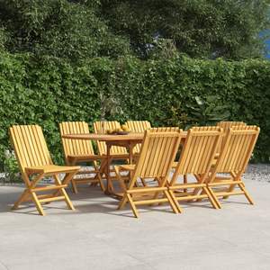 Juego de 8 Sillas Plegables de Madera de Teca Sólida, Muebles de Exterior de Teca Estándar - Product Image 1