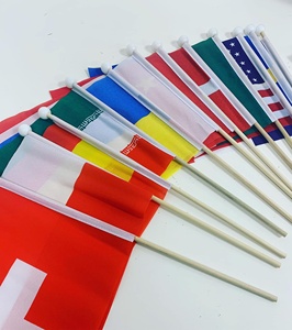 Bandera Personalizada para Agitar con la Mano, Impresión por Sublimación de Tinta en Poliéster, con Palo de Plástico o Madera para Promoción de Eventos - Product Image 1