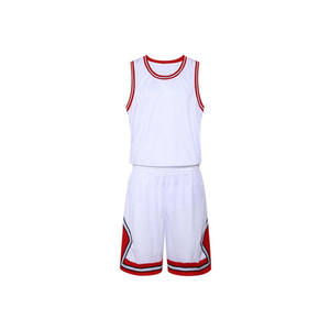 Conjunto de Uniforme de Baloncesto Personalizado para Hombre, Blanco, Rojo y Azul, Cuello en V, Malla de Secado Rápido, Uniforme Deportivo, Chaleco de Entrenamiento, Pantalones Cortos - Product Image 2
