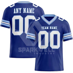 Maillot de football américain personnalisé pour homme, col en V, manches courtes, sangle en T, impression sublimée 87, évacuation de l'humidité, protection UV, polyester - Product Image 3