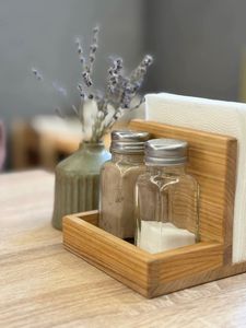 Natural Wood Table Condiment <b>Caddy</b> Wooden Utensil Storage Box Rectangular Handmade Rustic <b>Kitchen</b> Tableware Holder - Product Image 2