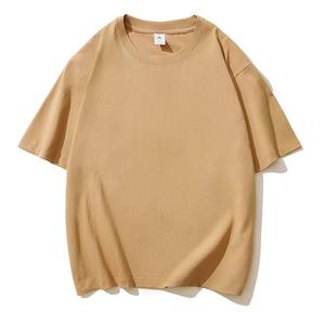 เสื้อยืดแขนสั้นคอกลมทรงหลวมผ้าฝ้ายแท้ 220 กรัม สำหรับผู้ชายและผู้หญิง สีพื้นเรียบง่าย ไหล่ตก - Product Image 5