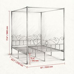 Struttura letto moderna in metallo per letti matrimoniali e queen size, robusta e personalizzabile, di Canopy Bed Frame Company - Product Image 3
