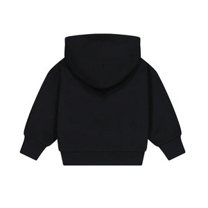 Sudadera con Capucha Negra para Bebés, Manga Larga, Color Sólido, Informal, Peso Medio, 100% Algodón, Ropa de Otoño para Bebés y Niños Pequeños - Product Image 1