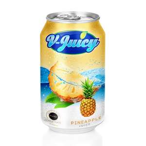 V-Juicy 330ml, Jugo de Frutas Tropicales en Lata de Aluminio, Sabores Cereza, Piña, Lichi, Guanábana y Fresa, Bebida OEM, Marca Privada - Product Image 6