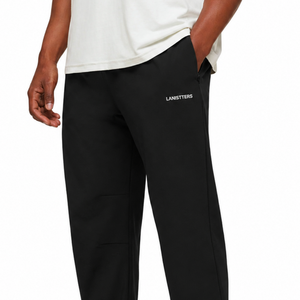 Customized Men Logo <b>Fleece</b> <b>Trouser</b> Relaxed Fit Drawstring Waist Open Hem Streetwear Pants OEM Apparel Factory Wholesale Supplier - Product Image 3
