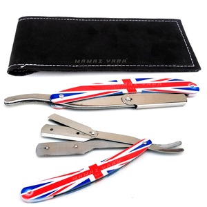 Navaja de Afeitar Profesional de Acero Inoxidable con Bloqueo Giratorio, Mango con Diseño de Bandera Americana, Plegable para Afeitar la Barba - Product Image 3
