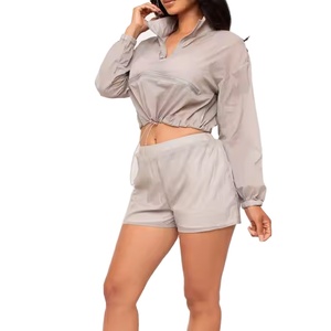 Conjunto de Pantalones Cortos y Chaqueta Cortavientos para Mujer, Estilo Urbano, con Cierre Frontal, Conjunto de 2 Piezas Personalizable, 2026 - Product Image 4