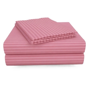 <b>Striped</b> Bed Sheet <b>Set</b> Pillowcase <b>Set</b> <b>Bedding</b> Stripe Linen Look Breathable For Home Hotel Use Custom Logo - Product Image 4