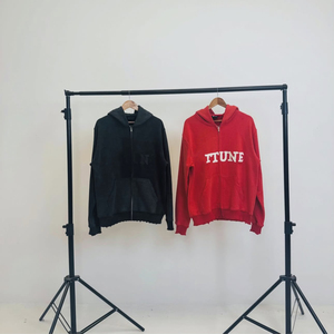 Sudadera con capucha y cremallera para hombre, oversize, de forro polar, manga regular, informal, 100% algodón, diseño con letras estampadas en la parte delantera, otoño 2026 - Product Image 1