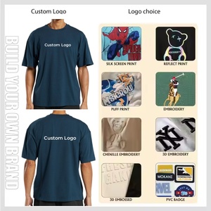 เสื้อยืดคอตตอนคุณภาพสูงทรงโอเวอร์ไซส์ ไหล่ตก สั่งทำได้ คอกลม 100% เนื้อผ้าหนา ทรงหลวม สไตล์สตรีทแวร์ โลโก้ด้านหน้า แบบเรียบ - Product Image 2