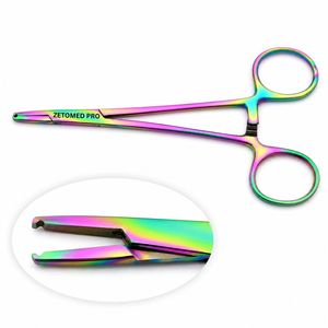Outil microdermique en acier inoxydable doré à un trou, léger et de haute qualité, pour le piercing corporel (forceps) - Product Image 2
