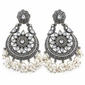 Wholesale Supplier Oxidized <b>Silver</b> <b>Dangle</b> <b>Earring</b> Pear Cut Bezel Setting Indian <b>Dangle</b> <b>Earrings</b> for Women's Direct Factory Price - Product Image 1