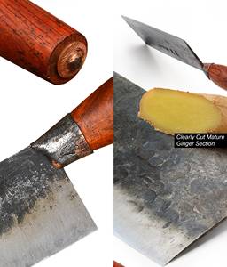 Cuchillo de Cocina Personalizable OEM, Hoja de Acero al Carbono Forjada a Mano, Mango de Madera, Ambidiestro, Apto para Lavavajillas, Estilo Industrial Moderno - Product Image 5