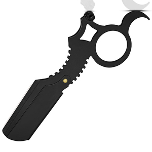 Venta al por mayor de rasuradoras de dedo negras de acero inoxidable de bajo MOQ para afeitado de barba, herramienta de barbería y salón, OEM - Product Image 5