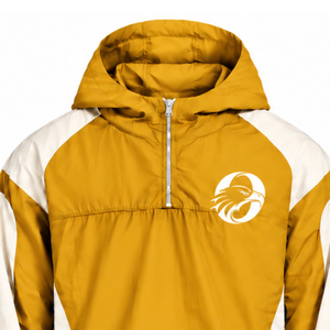 Mens Mustard <b>Yellow</b> Neutral Contrast Windbreaker <b>Hoodie</b> Lightweight Quarter Zip Pullover Casual Outdoor Training Jacket - Product Image 3