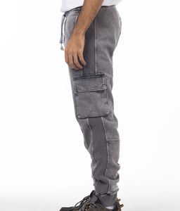 <b>Cheap</b> Price Men's Gray Cotton Sweatpants Elastic Waist Drawstring Casual Autumn Wear Side Pockets <b>Sand</b> Wash Midweight Knitted - Product Image 5