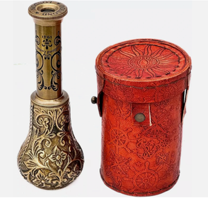 Telescopio marino vintage de latón, monocular náutico portátil con estuche de cuero repujado, regalo decorativo - Product Image 1